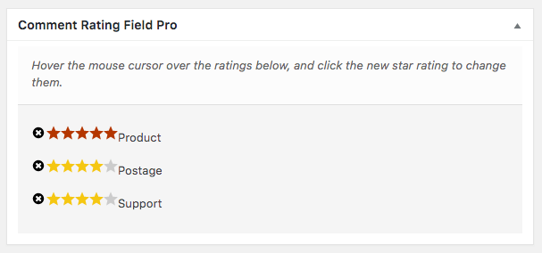 Comment Rating Field Pro Plugin: Edit Ratings: Edit