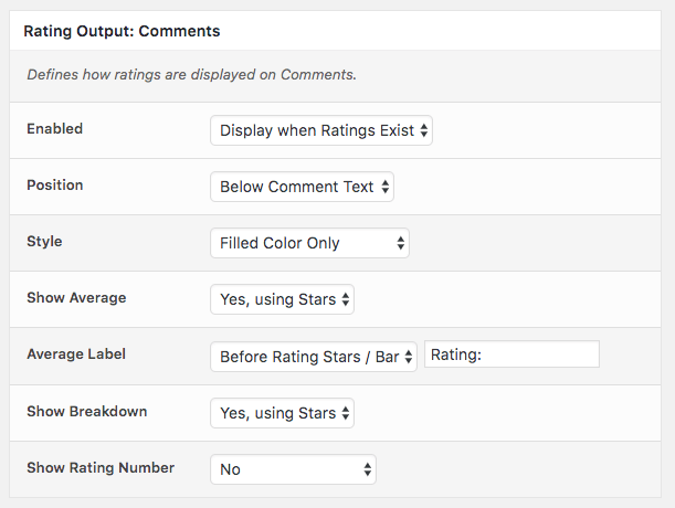 Comment Rating Field Pro Plugin: Rating Output Comments