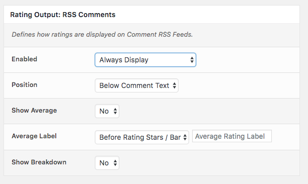 Comment Rating Field Pro Plugin: Rating Output RSS Comments