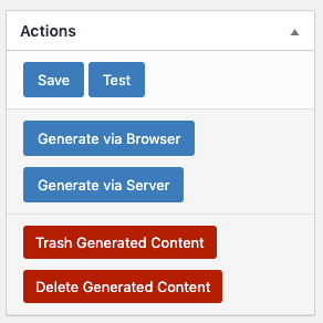 Page Generator Pro: Generate: Content: Actions