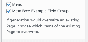 Page Generator Pro: Generate: Content: Overwrite Sections: Metabox.io