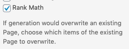 Page Generator Pro: Generate: Content: Overwrite Sections: Third Party Plugins