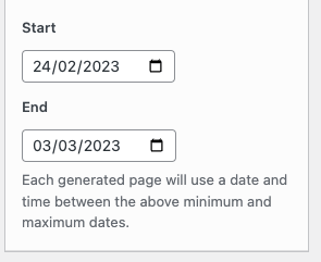 Page Generator Pro: Generate Content: Random Date