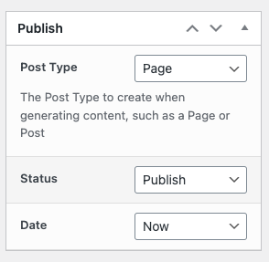 Page Generator Pro: Generate Content: Publish