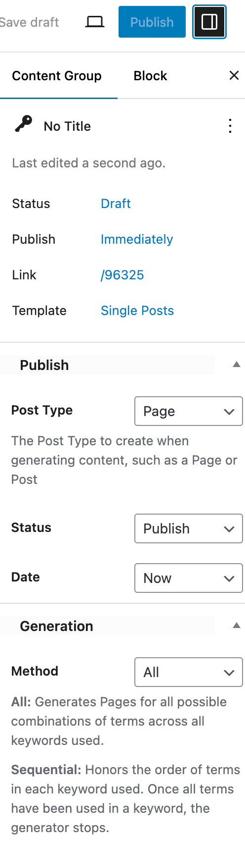 Page Generator Pro: Generate: Content: Gutenberg: Sidebar Icon