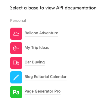 Page Generator Pro: Keywords: Airtable: Select Base