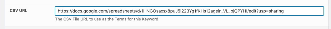 Page Generator Pro: Keywords: Source: Google Sheets: CSV URL