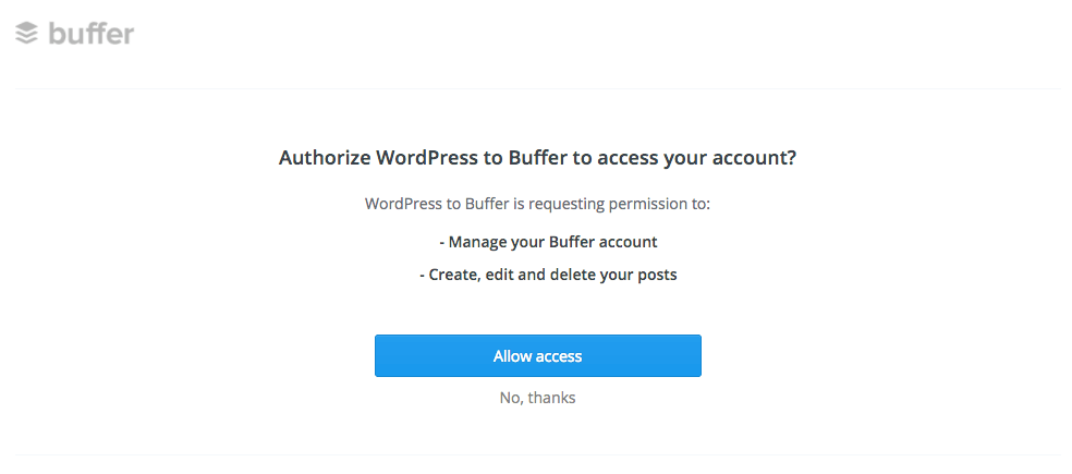 WordPress to Buffer Pro: Authentication: Remote