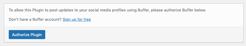 WordPress to Buffer Pro: Authorize Plugin