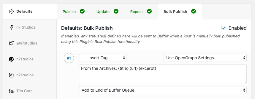 WordPress to Buffer Pro: Bulk Publish