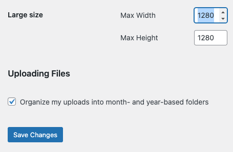 WordPress to Buffer Pro: Media Settings: Large image size
