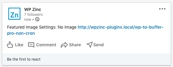 WordPress to Hootsuite Pro: Featured Image: No Image: LinkedIn