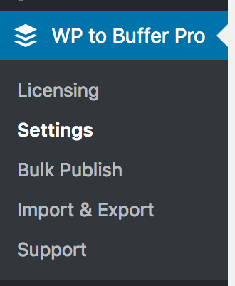 WordPress to SocialPilot Pro: Settings Menu