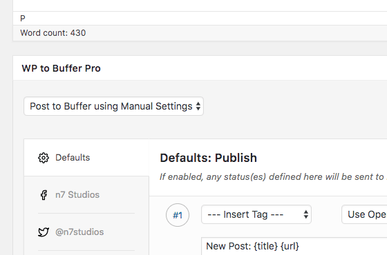 WordPress to Buffer Pro: Per Post Settings