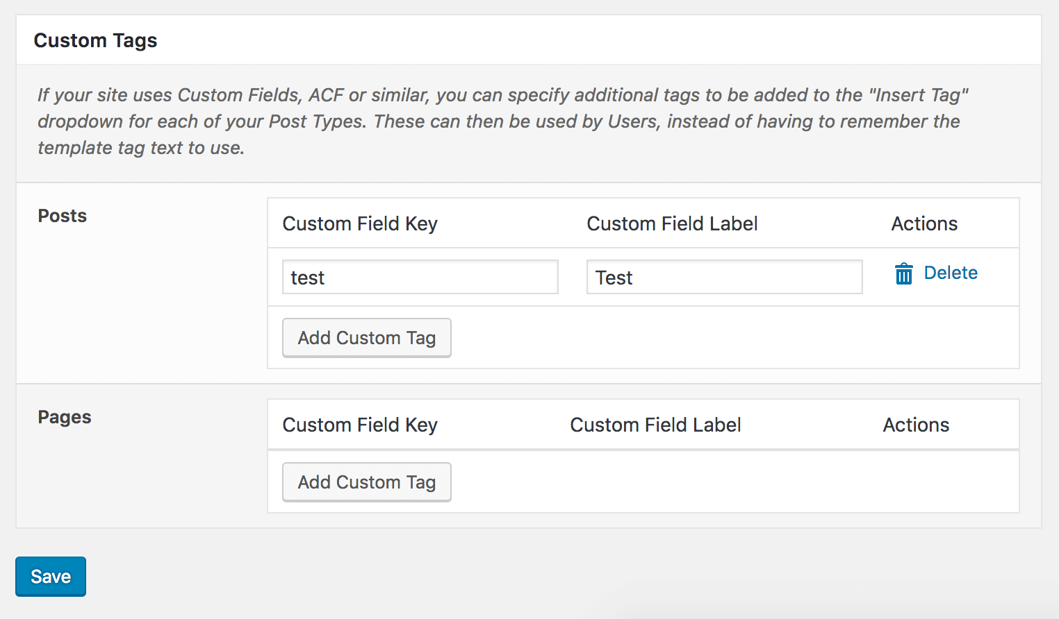 WordPress to Buffer Pro Settings Custom Tags Add WP Zinc