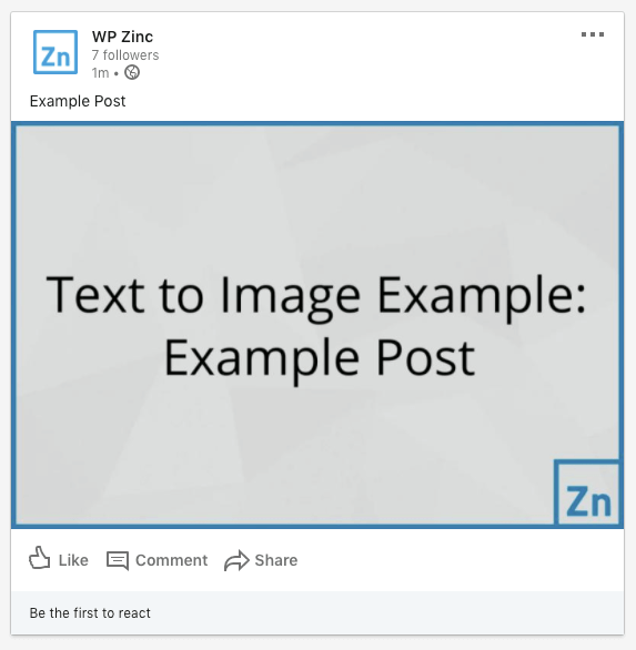 WordPress to Buffer Pro: Status Image: Text to Image, Not Linked to Post: LinkedIn