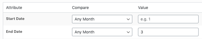 WordPress to Hootsuite Pro: Status Settings: Conditions: Dates