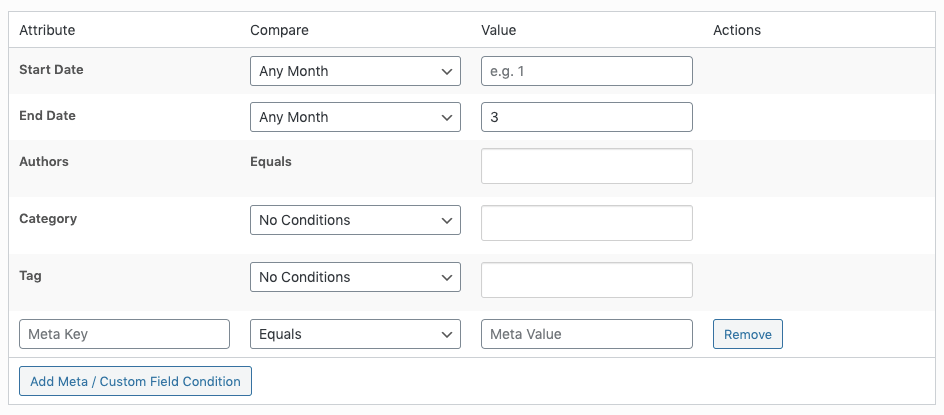 WordPress to Buffer Pro: Status Settings: Conditions