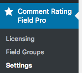 Comment Rating Field Pro Plugin: Settings Menu