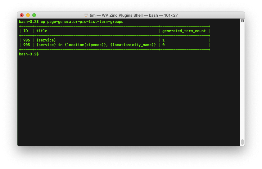 Page Generator Pro: WP-CLI: List Term Groups