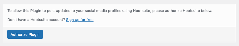 WordPress to Hootsuite Pro: Authorize Plugin