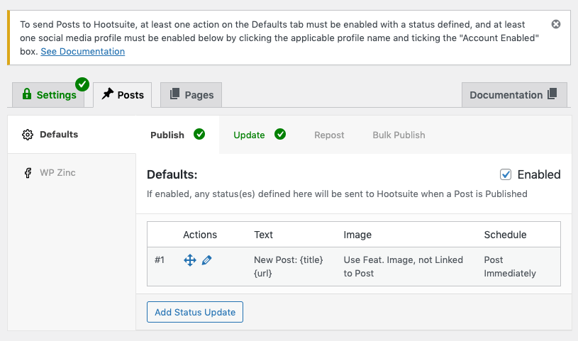 WordPress to Hootsuite Pro: Connected Profiles