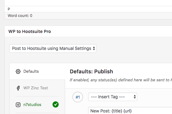 WordPress to Hootsuite Pro: Per Post Settings