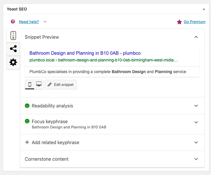 To do this, in the Actions box, click the Test button:Confirm that we want to generate a single Page in draft mode by clicking OK.After a few moments, the screen will update, confirming that a Test Page has been generated.  The notification also tells us the terms that were used to replace the keywords:Let's click the link in the notification, which takes us to the draft Page: