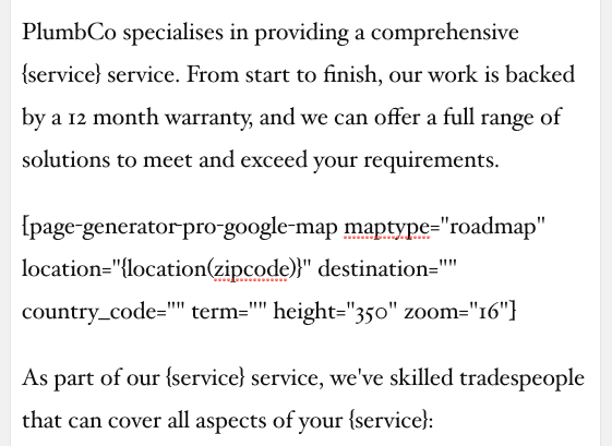 Page Generator Pro: Tutorial: Google Maps: Shortcode