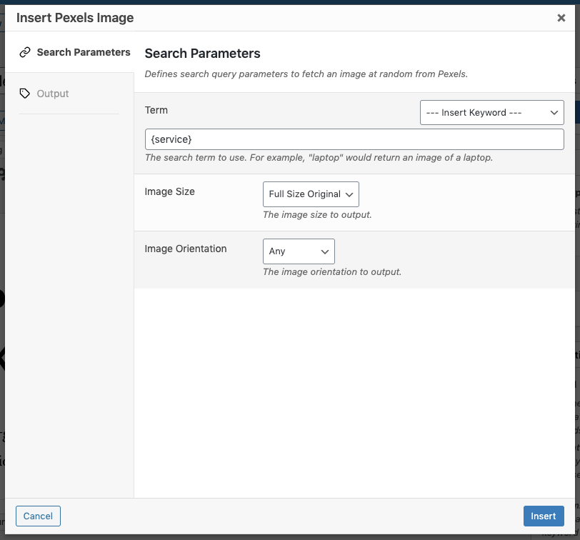 Page Generator Pro: Tutorial: Pexels: Search Parameters