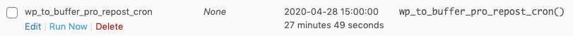 WordPress to Buffer Pro: Repost Settings: Crontrol: Run Now