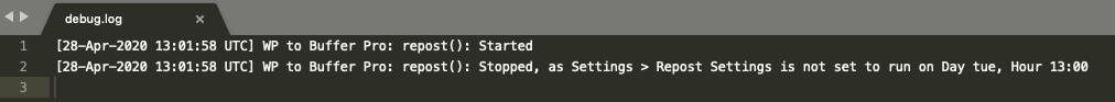 WordPress to Buffer Pro: Repost Settings: Debugging: debug.log file