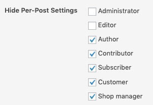 WordPress to Buffer Pro: User Access: Hide Per-Post Settings: Example