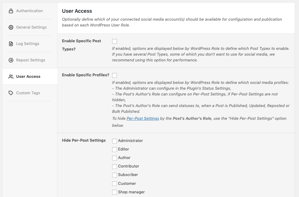 WordPress to Buffer Pro: User Access