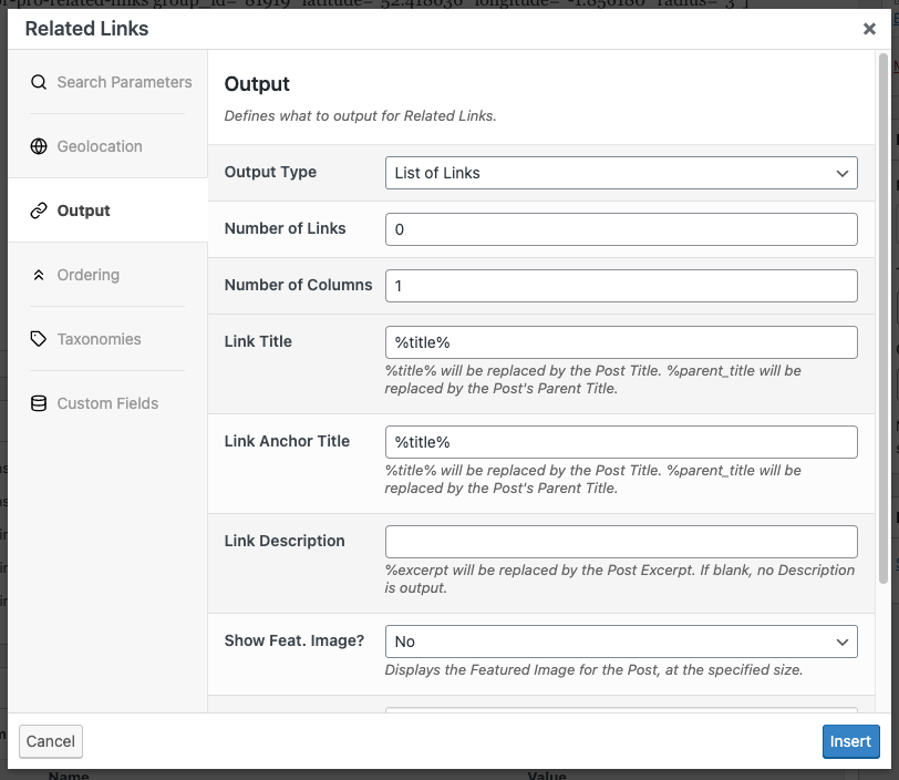 Page Generator Pro: Related Links: Output