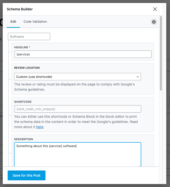 Page Generator Pro: Schema: Rank Math: Schema Form