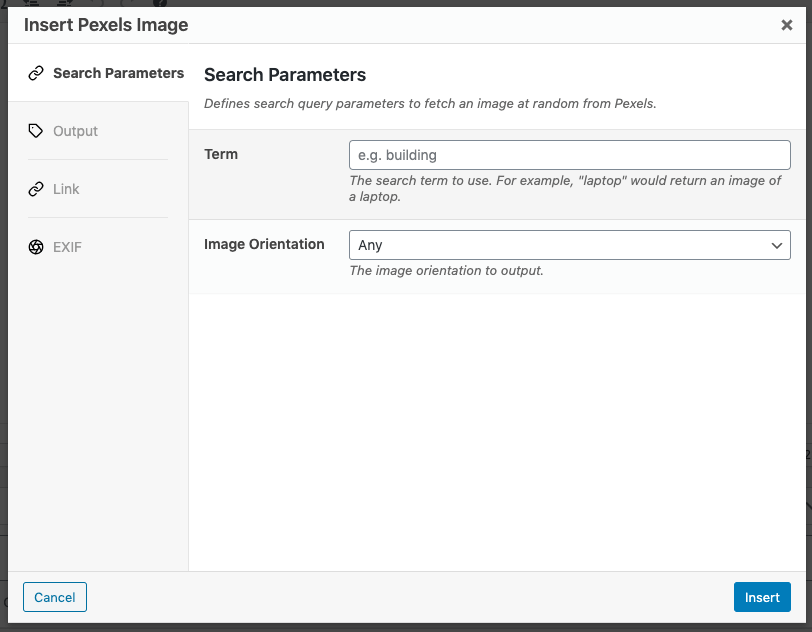 Page Generator Pro: Pexels: Search Parameters