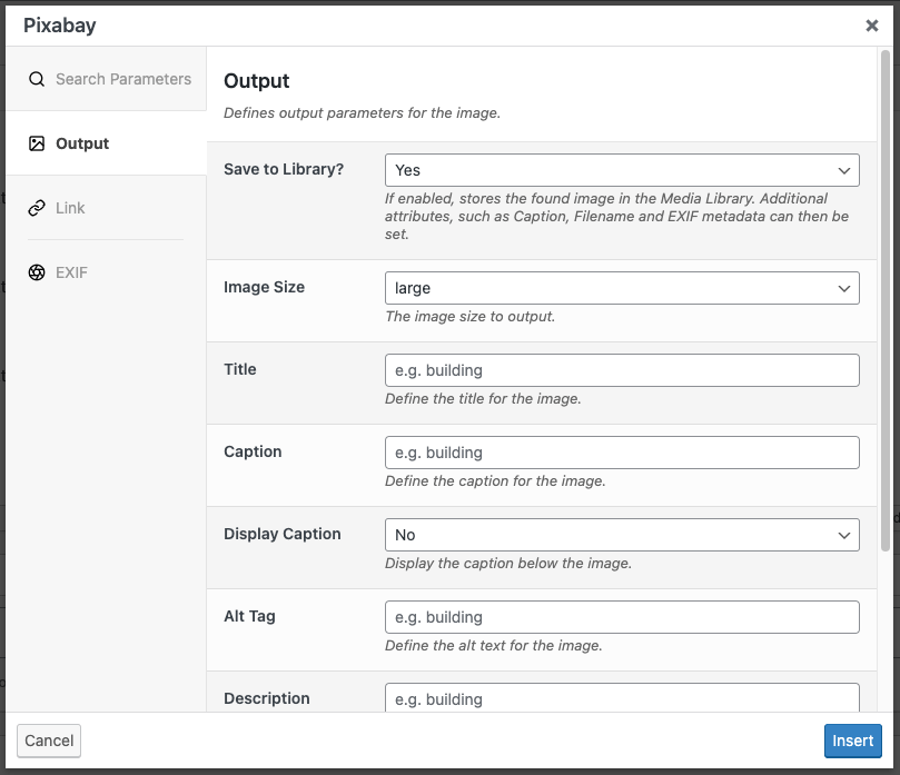 Page Generator Pro: Dynamic Elements: Pixabay: Output