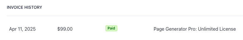 Stripe Invoice History
