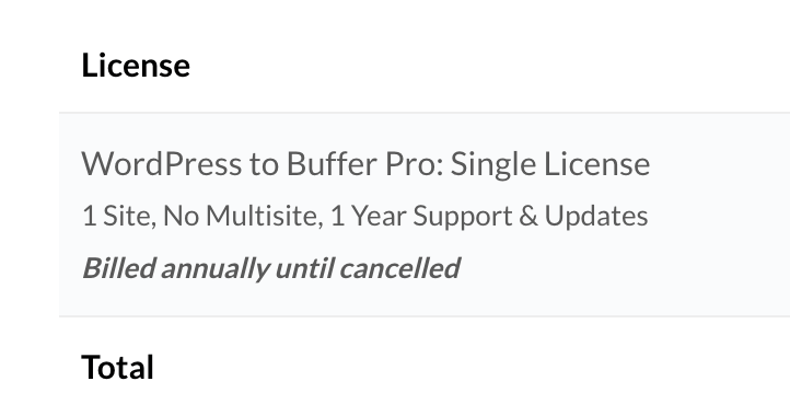WP Zinc: Checkout: License Billed Annually