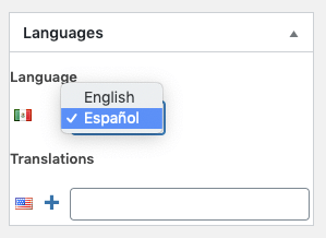 Page Generator Pro: Polylang: Content Groups: Spanish Language Dropdown