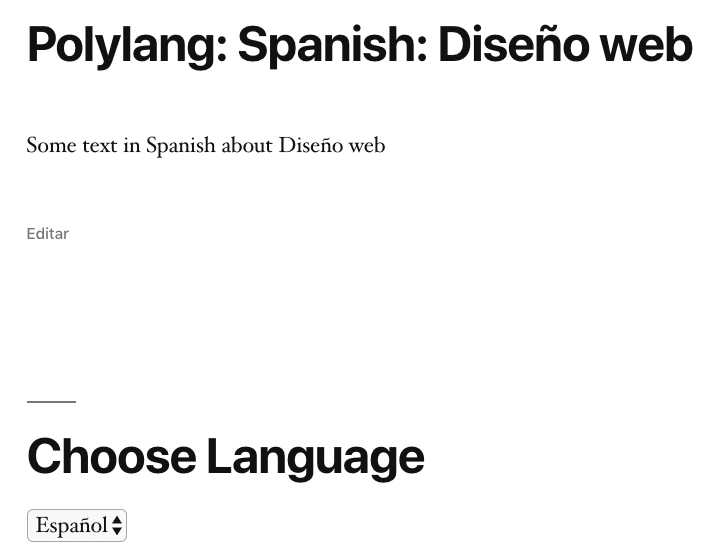 Gerador de páginas Pro: Polylang: Conteúdo gerado: espanhol