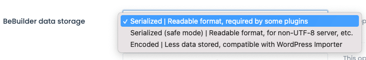 Page Generator Pro: BeTheme: Settings: Data Storage
