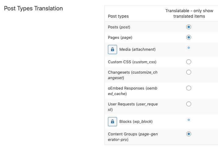 Page Generator Pro: Generate: Multilingual Content: WPML: Settings: Post Types
