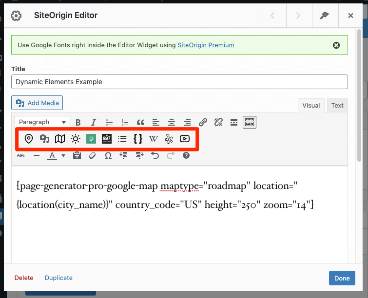 Page Generator Pro: Generate: Page Builders Integration: SiteOrigins: SiteOrigin Editor Module