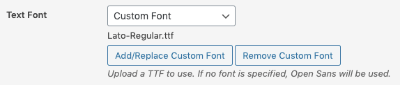 WordPress to Buffer Pro: Text to Image Settings: Selected Custom Font