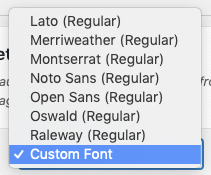 WordPress to Buffer Pro: Text to Image Settings: Custom Font Dropdown