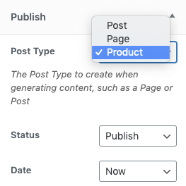 Page Generator Pro: WooCommerce: Gutenberg: Product Post Type