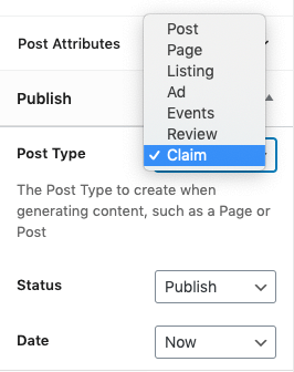 Page Generator Pro: Generate: ListingPro Integration: Post Type Selection in Gutenberg