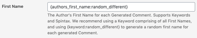 Page Generator Pro: Tutorial: Generate Comments: First Name